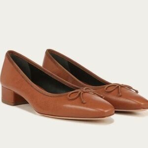 Veronica Beard Cecile Leather Ballet Pump in Caramel Size 6.5